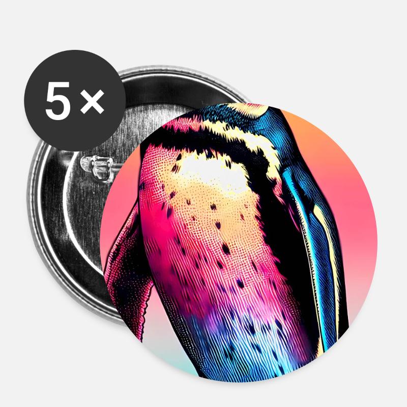Pinguin - Buttons groß 56 mm (5er Pack) - Weiß