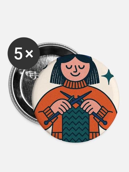 Cozy Knitter Card - Buttons groß 56 mm (5er Pack) - Weiß