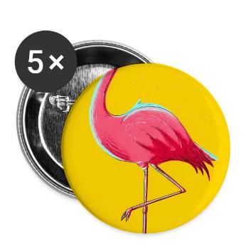 Flamingo - Buttons groß 56 mm (5er Pack) - Weiß - Vorne