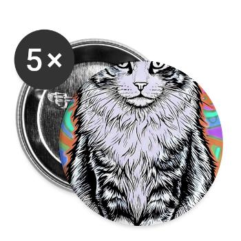 chat - Lot de 5 grands badges (56 mm) - blanc - Devant