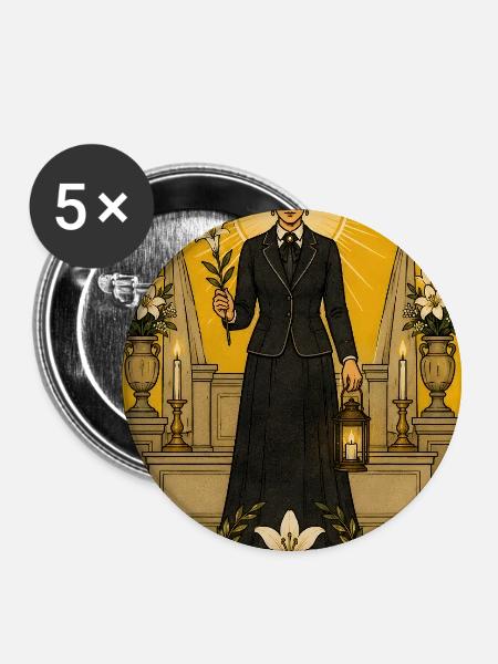 Bestatterin | Trauer Beruf Tarot - Buttons groß 56 mm (5er Pack) - Weiß