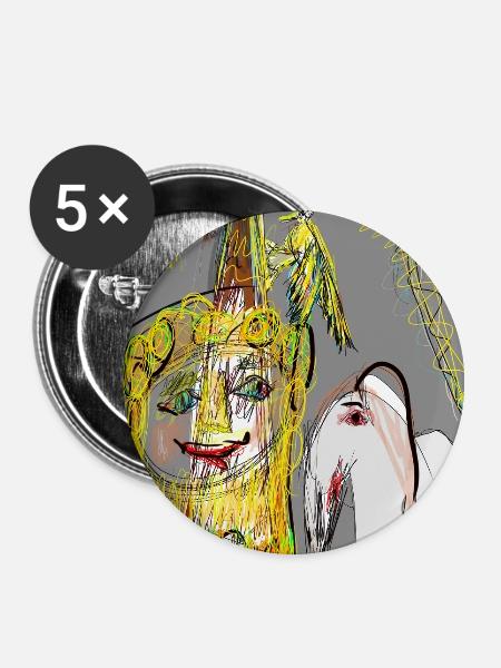 Goldene Burg - Buttons groß 56 mm (5er Pack) - Weiß