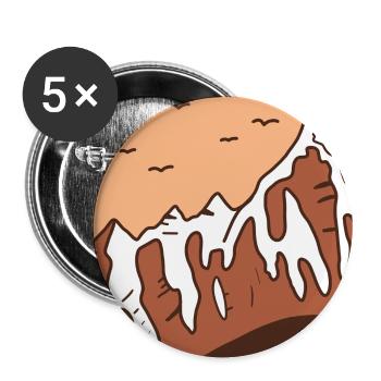 Berglandschaft Sonnenuntergang - Buttons groß 56 mm (5er Pack) - Weiß - Vorne