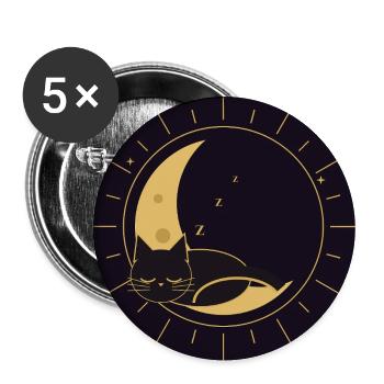 XIII Das Nickerchen-Tarot Schwarzer Katzenmond - Buttons groß 56 mm (5er Pack) - Weiß - Vorne