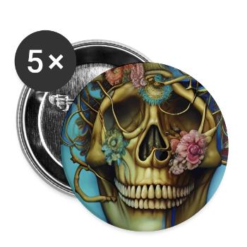 Beautiful fantasy Skull - Buttons large 2.2''/56 mm (5-pack) - white - Front