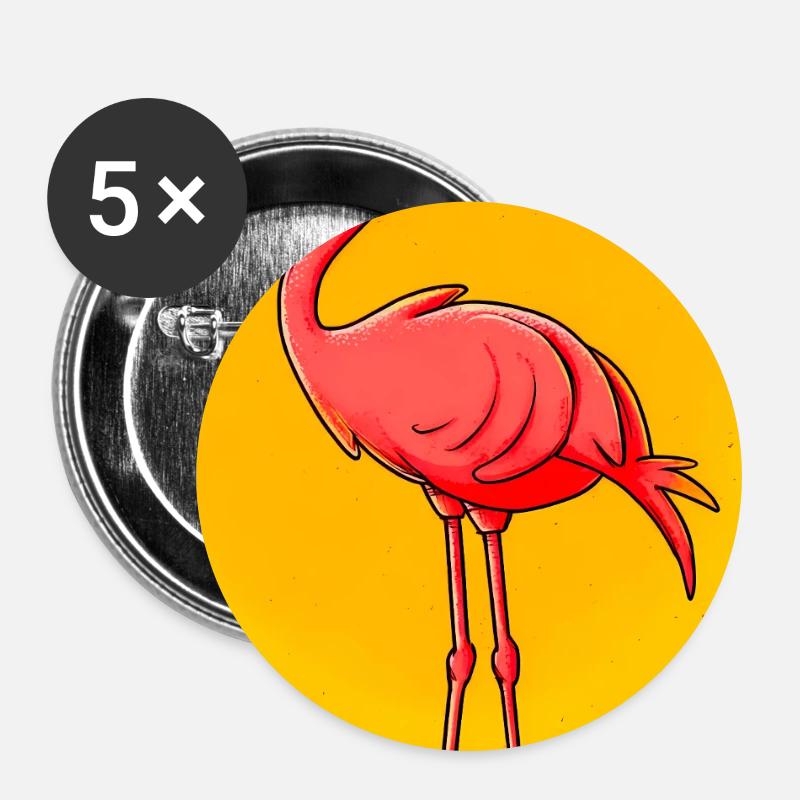 Flamingo - Buttons groß 56 mm (5er Pack) - Weiß