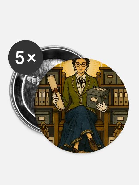 Archivar | Archiv Beruf Tarot - Buttons groß 56 mm (5er Pack) - Weiß