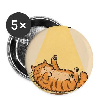 Schlafende Katze im UFO Strahl - Buttons groß 56 mm (5er Pack) - Weiß - Vorne