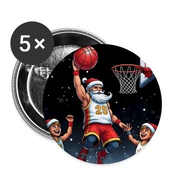 Santa Dunking Basketball North Pole Dunk Squad - Buttons large 2.2''/56 mm (5-pack) - white - Front