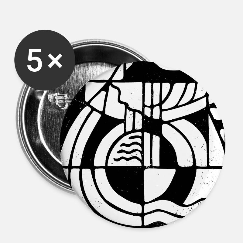 Logo - long b&w - Buttons large 2.2''/56 mm (5-pack) - white