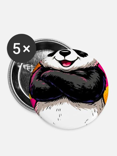 Panda - Buttons groß 56 mm (5er Pack) - Weiß