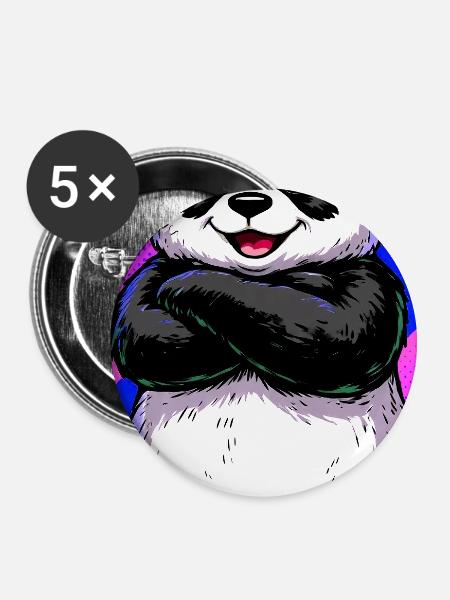 Panda - Buttons groß 56 mm (5er Pack) - Weiß