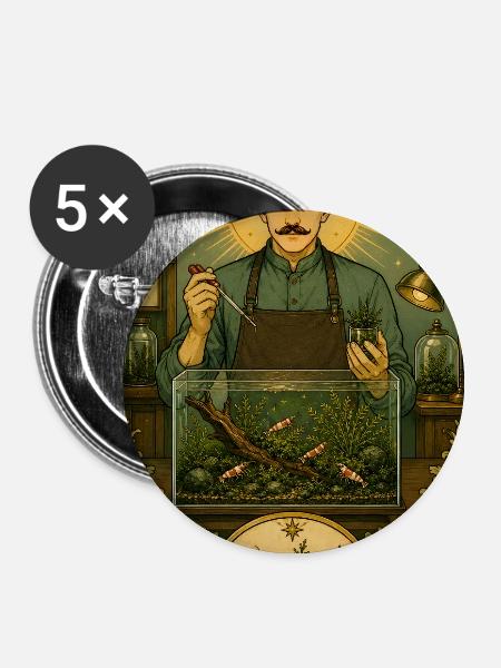 Garnelenhalter | Aquarium Tarot - Buttons groß 56 mm (5er Pack) - Weiß