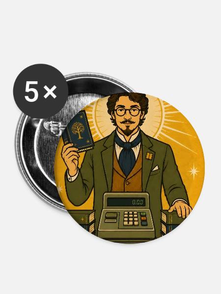 Buchhändler | Bücher Beruf Tarot - Buttons groß 56 mm (5er Pack) - Weiß