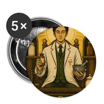 Pharmacien | Tarot de la profession pharmaceutique - Lot de 5 grands badges (56 mm) - blanc - Devant