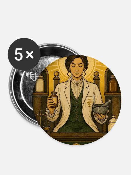 Apothekerin | Pharmazie Beruf Tarot - Buttons groß 56 mm (5er Pack) - Weiß