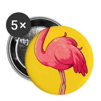Flamingo - Buttons groß 56 mm (5er Pack) - Weiß - Vorne