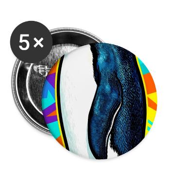 pingouin - Lot de 5 grands badges (56 mm) - blanc - Devant