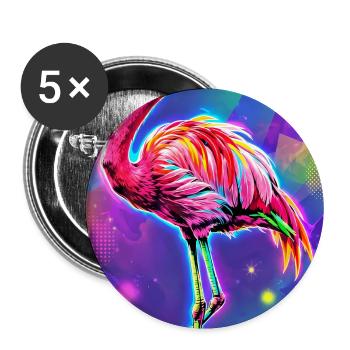 Flamant - Lot de 5 grands badges (56 mm) - blanc - Devant