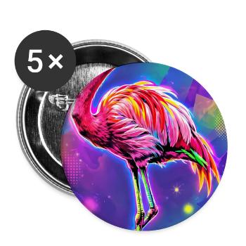 Flamant - Lot de 5 grands badges (56 mm) - blanc - Devant