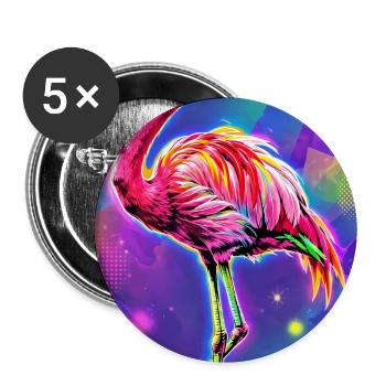 Flamingo - Buttons groß 56 mm (5er Pack) - Weiß - Vorne