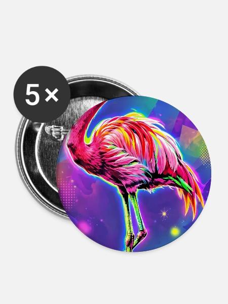 Flamingo - Buttons groß 56 mm (5er Pack) - Weiß