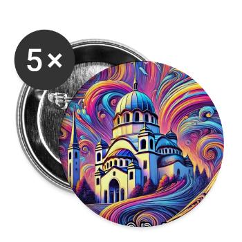 Belgrad Serbien Panorama Design - Buttons groß 56 mm (5er Pack) - Weiß - Vorne