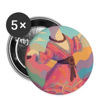 Bunte Lamas Tanz in Pastelllandschaft - Buttons groß 56 mm (5er Pack) - Weiß - Vorne
