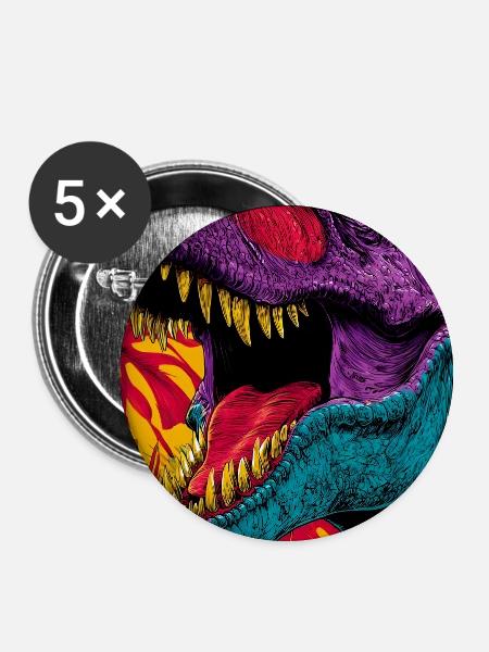 Dinosaurier - Buttons groß 56 mm (5er Pack) - Weiß