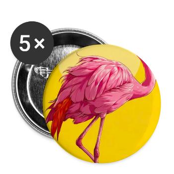 Flamant - Lot de 5 grands badges (56 mm) - blanc - Devant