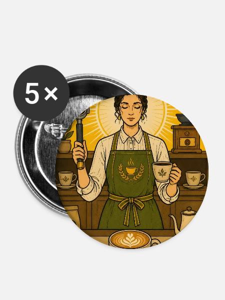 Barista | Kaffee Beruf Tarot - Buttons groß 56 mm (5er Pack) - Weiß