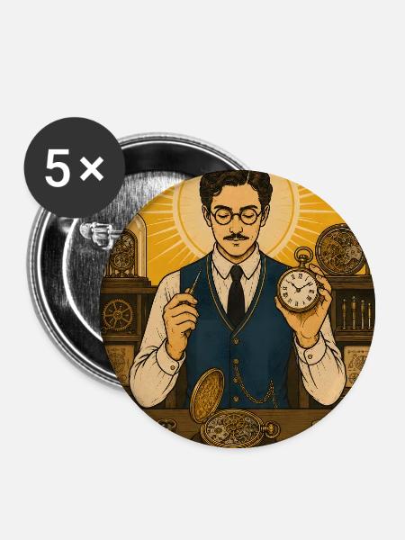 Uhrmacher | Uhren Beruf Tarot - Buttons groß 56 mm (5er Pack) - Weiß