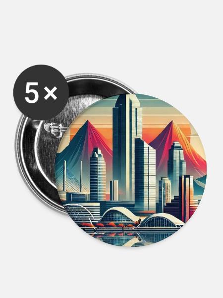 Monterrey Mexiko Modern Design - Buttons groß 56 mm (5er Pack) - Weiß