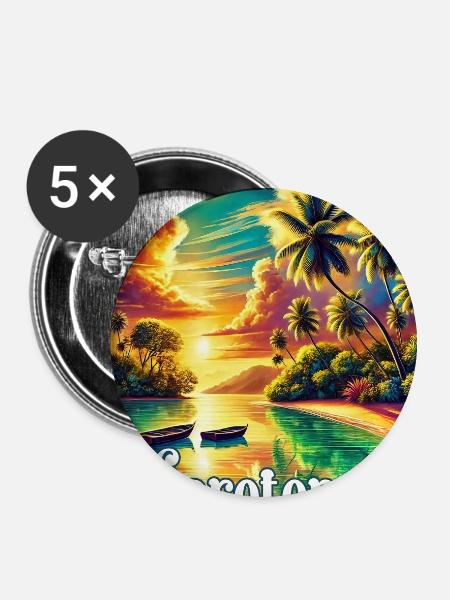 Parotonga Cook Islands Tropical - Buttons large 2.2''/56 mm (5-pack) - white