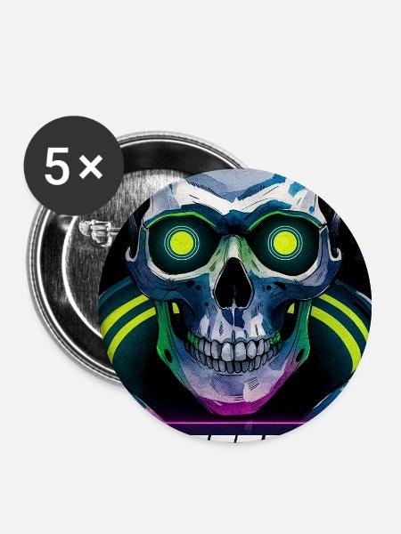 Schädel - Buttons groß 56 mm (5er Pack) - Weiß