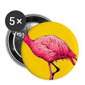 Flamingo - Buttons groß 56 mm (5er Pack) - Weiß - Vorne