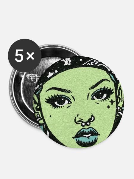 Black female portrait #7 - Buttons groß 56 mm (5er Pack) - Weiß