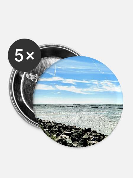Küstenfelsen am blauen Himmel - Buttons groß 56 mm (5er Pack) - Weiß
