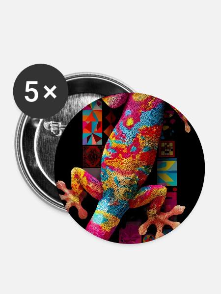Gecko - Buttons groß 56 mm (5er Pack) - Weiß