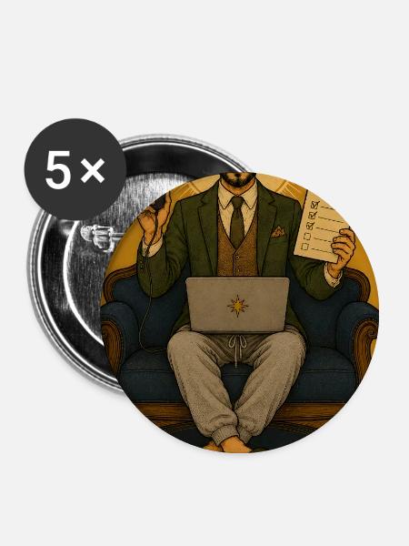 Homeoffice | Remote Work Büro Tarot - Buttons groß 56 mm (5er Pack) - Weiß
