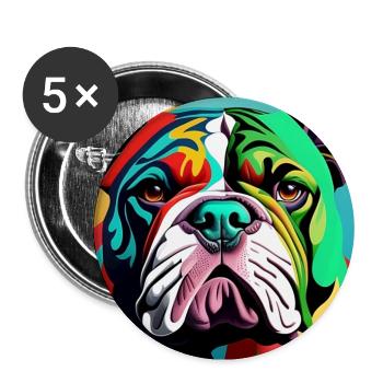 Bouledogue - Lot de 5 grands badges (56 mm) - blanc - Devant
