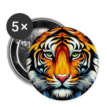 Tiger - Buttons groß 56 mm (5er Pack) - Weiß - Vorne