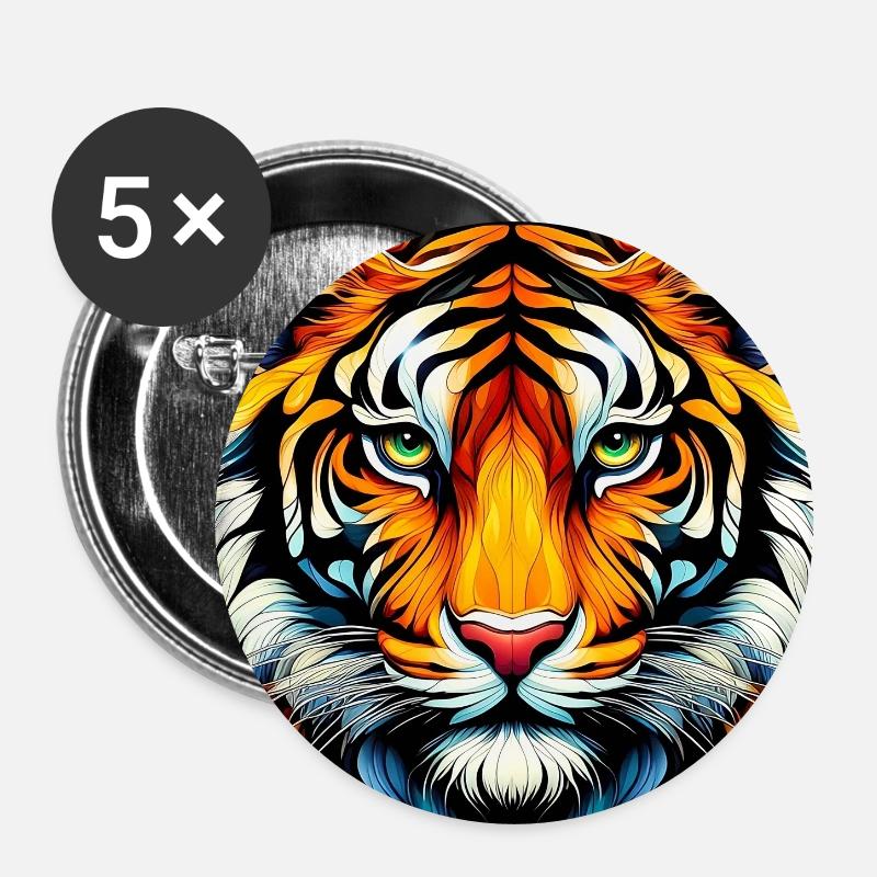 Tiger - Buttons groß 56 mm (5er Pack) - Weiß