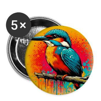 martin-pêcheur - Lot de 5 grands badges (56 mm) - blanc - Devant
