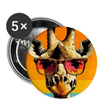 girafe - Lot de 5 grands badges (56 mm) - blanc - Devant
