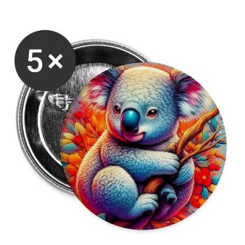 Koala - Lot de 5 grands badges (56 mm) - blanc - Devant