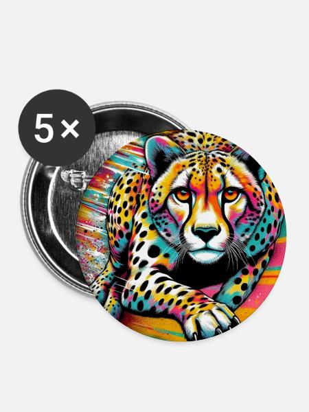 Gepard - Buttons groß 56 mm (5er Pack) - Weiß