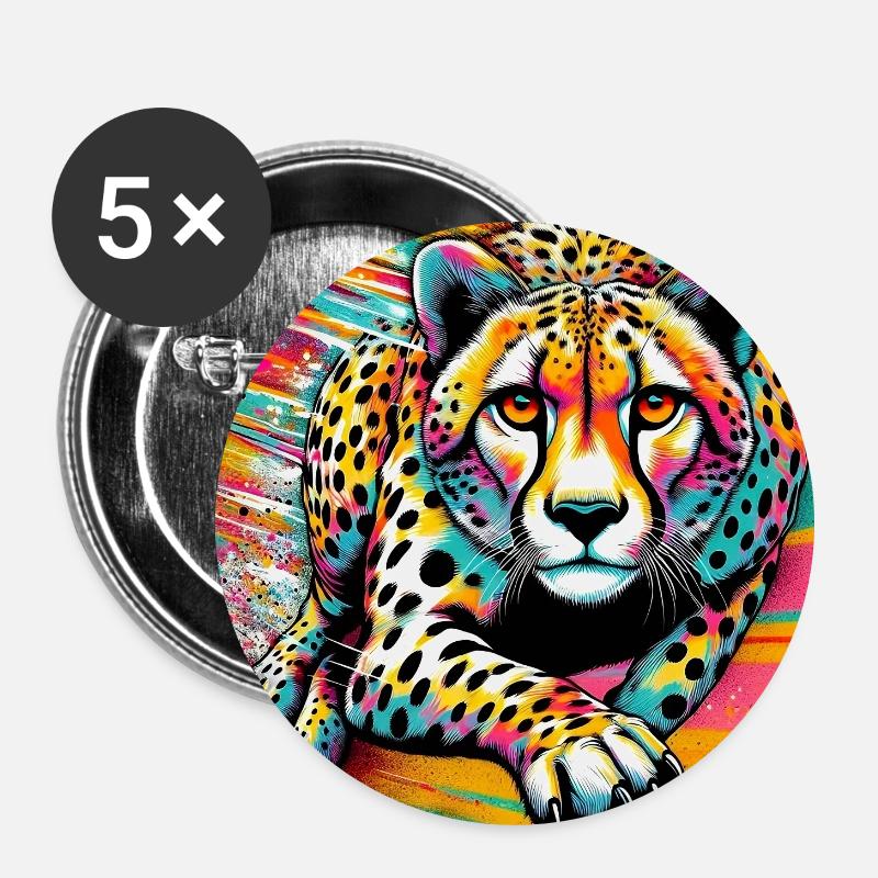 Gepard - Buttons groß 56 mm (5er Pack) - Weiß