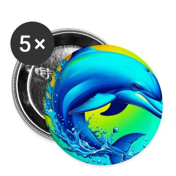 dauphin - Lot de 5 grands badges (56 mm) - blanc - Devant