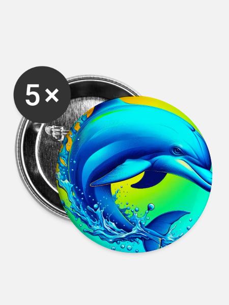 Delfin - Buttons groß 56 mm (5er Pack) - Weiß